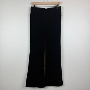 Theory Pants Womens 2 Black Velvet Flat Front Flared Leg Classic Whimsigoth Dark